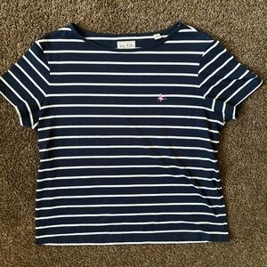 Women’s Jack Wills Navy And White Striped Shirt Sleeve, Size 8